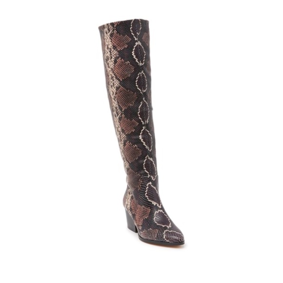 NEW Vince Camuto Nestel Snake Block Knee High Boots BLOCK HEEL MAUVE MULTI NIB - Picture 5 of 13
